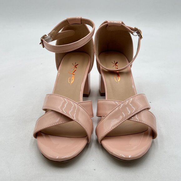 XYD Nude Ankle Strap Low Heel Chunky Sandals Open Toe Comfortable Stylish Shoes - Picture 2 of 7